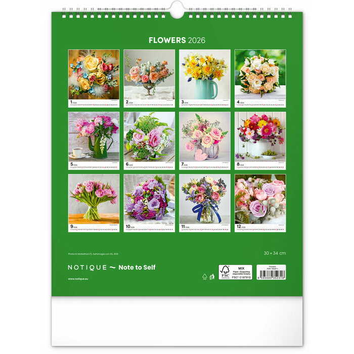 Calendrier Papier 2025 Bouquets de Fleurs Champtres