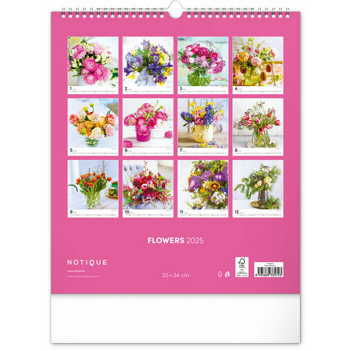 Calendrier Papier 2025 Bouquets de Fleurs Champêtres