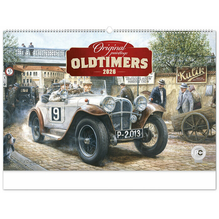 Maxi Calendrier Mural 2026 Voitures de Courses Rtro