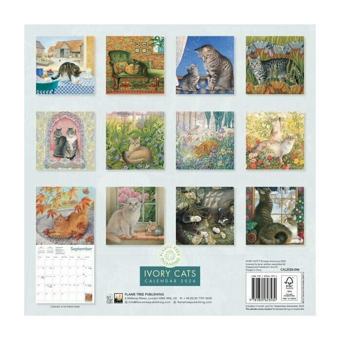 Calendrier mural 2026 Chats dans l'art Ivory