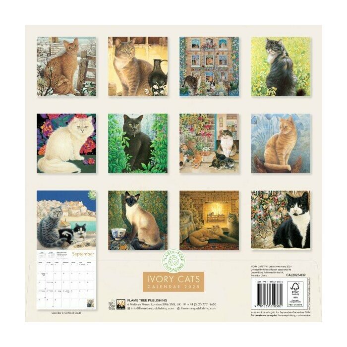 Calendrier 2025 Dessins Chats dans l'art Leslie Ivory