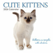 Calendrier Mural 2026 Chatons Mignons Fond Blanc