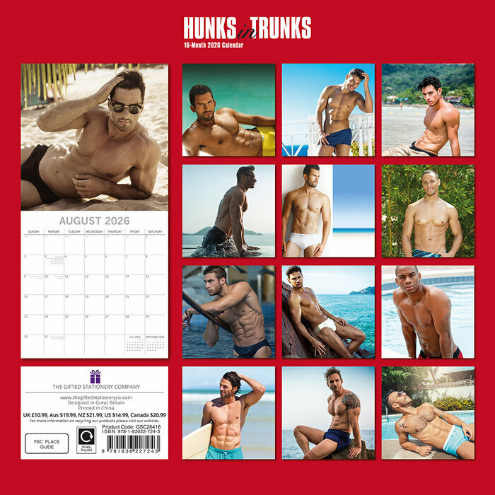 Calendrier papier 2026 Hommes Sexy Sensuels