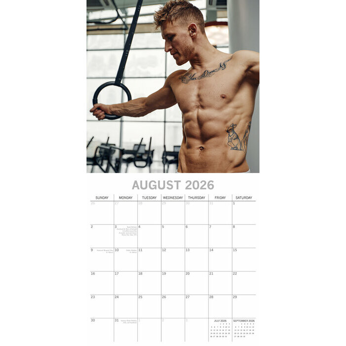 Calendrier papier 2026 Hommes Torse Nu