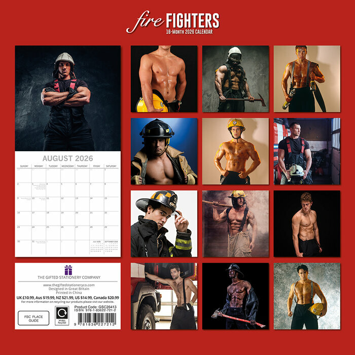 Calendrier Papier2025 Hommes Sexy Pompiers