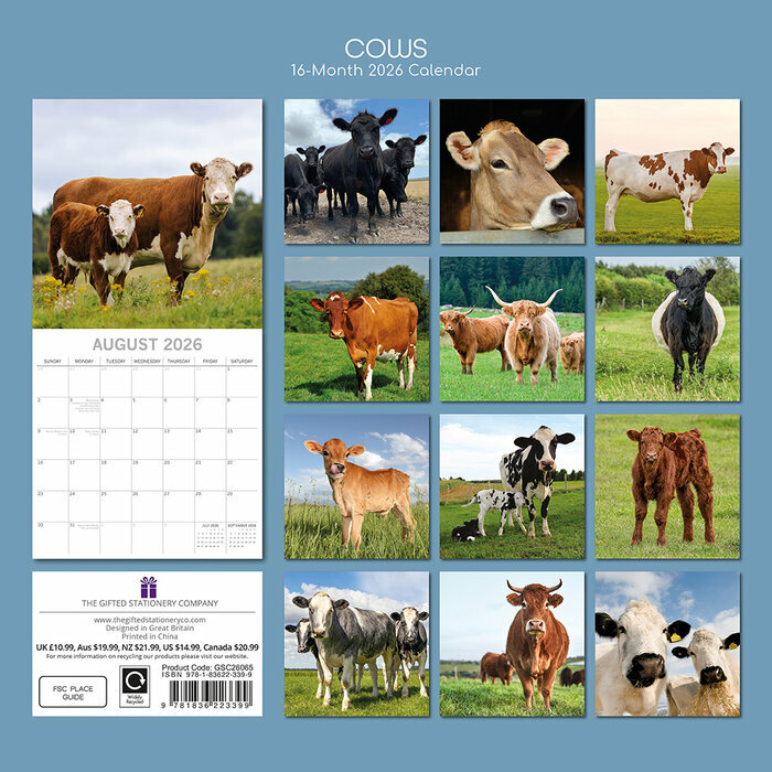 Calendrier papier 2026 Ferme et Vaches