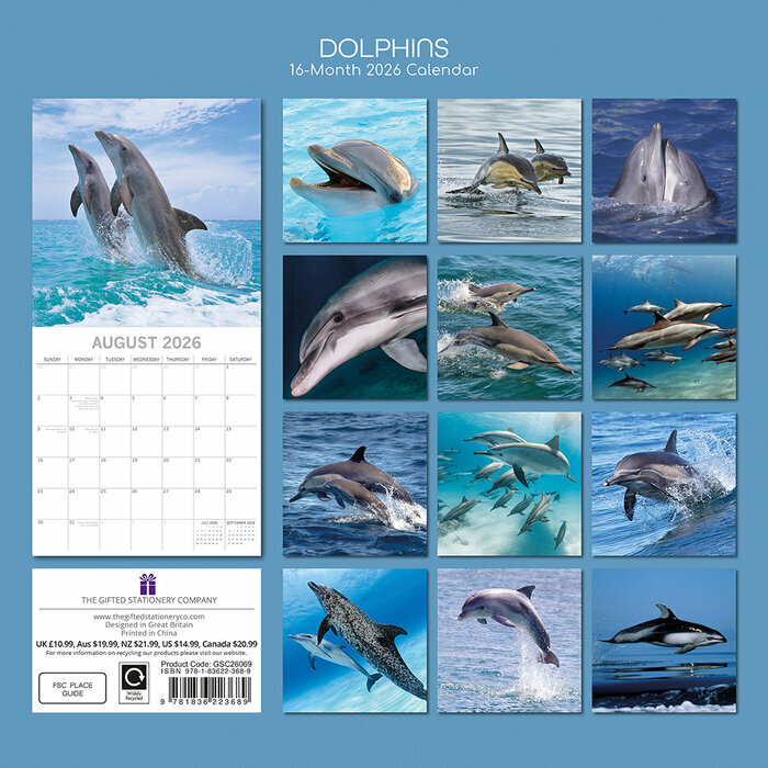 Calendrier 2026 Animaux Dauphins 