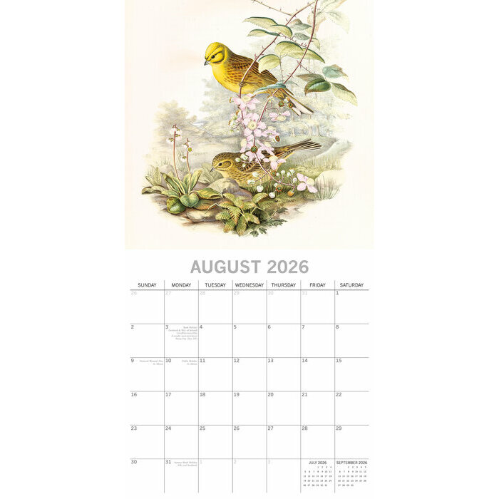 Calendrier 2026 Dessins Oiseaux du Jardins Calendrier 2026 Dessins Oiseaux du Jardin