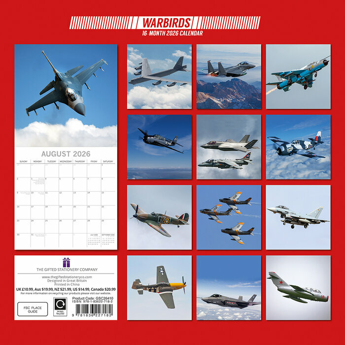 Calendrier Papier 2025 Avions de Guerre Militaire 