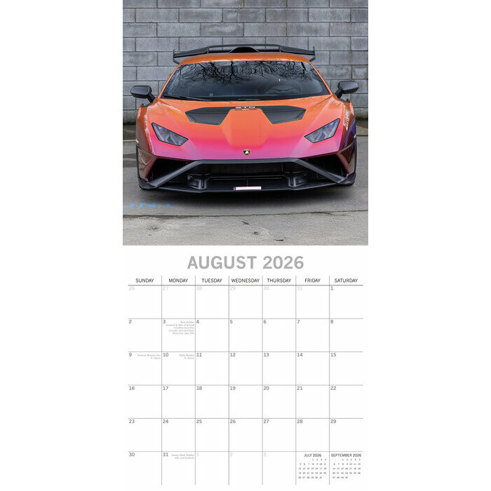 Calendrier papier 2026 Voitures Lamborghini