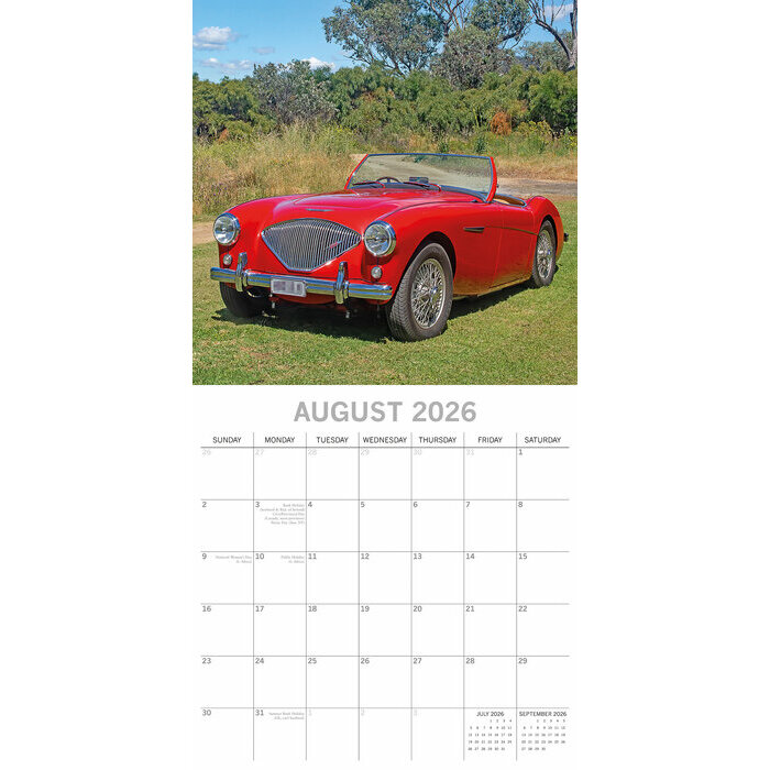 Calendrier papier 2026 Voitures Rtro Classiques 