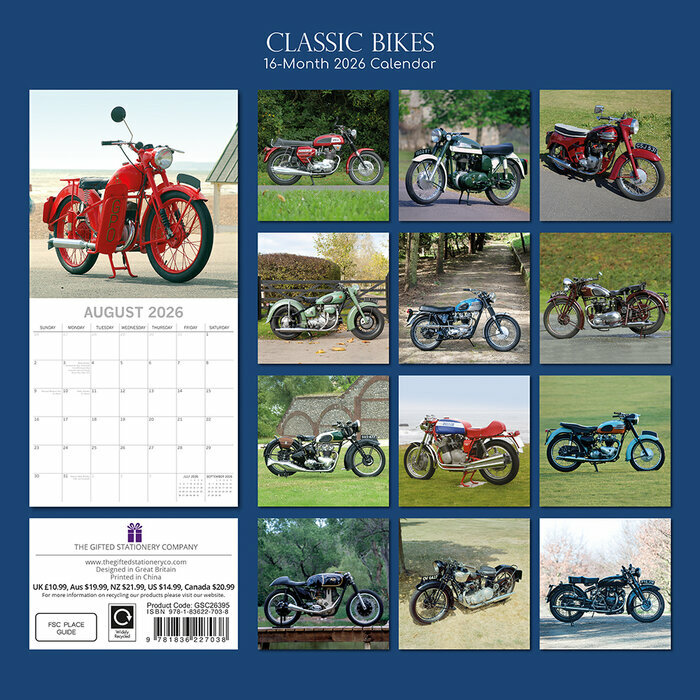 Calendrier Papier 2025 Motos Classiques Retro