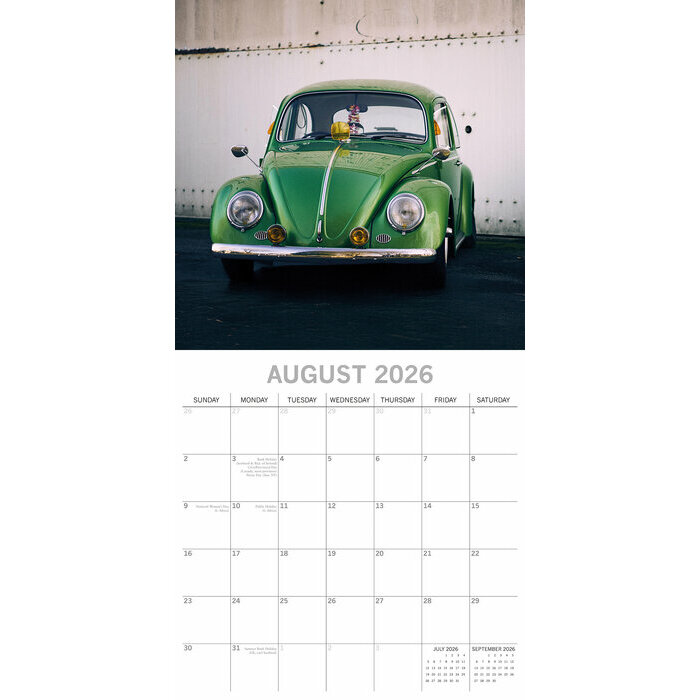 Calendrier papier 2026 Voitures Rétro Beetle Coccinelle