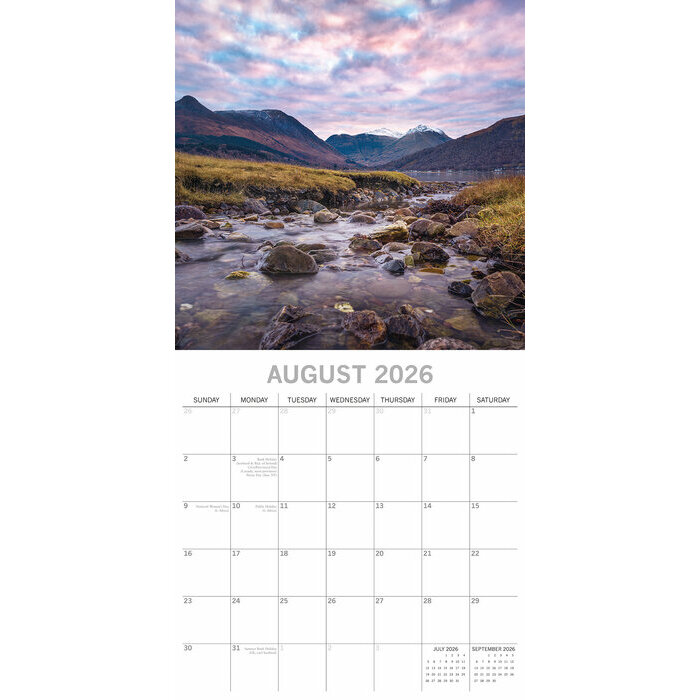 Calendrier papier 2026 Ecosse Scotland