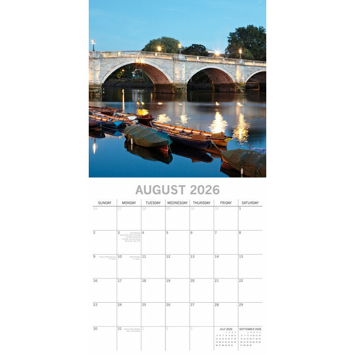 Calendrier papier 2026 Londres Angleterre 