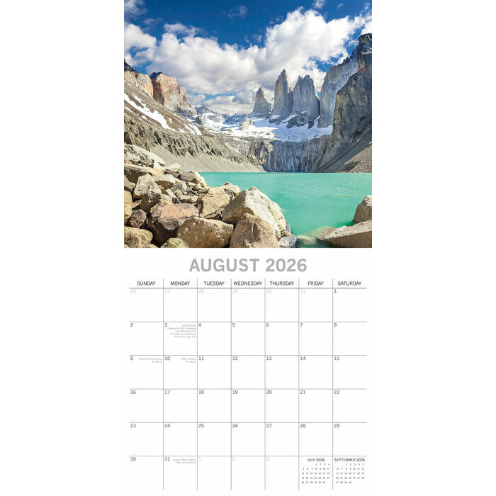 Calendrier 2026 papier Voyage autour du monde