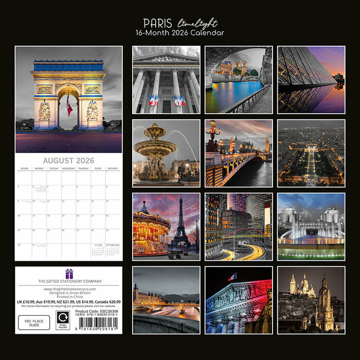Calendrier Papier 2025 Paris By Night Illumin