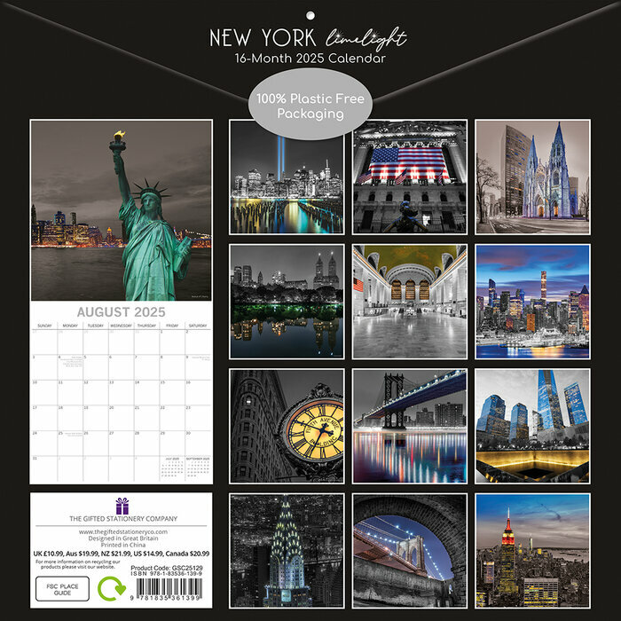 Calendrier Papier 2025 New York By Night Illuminé