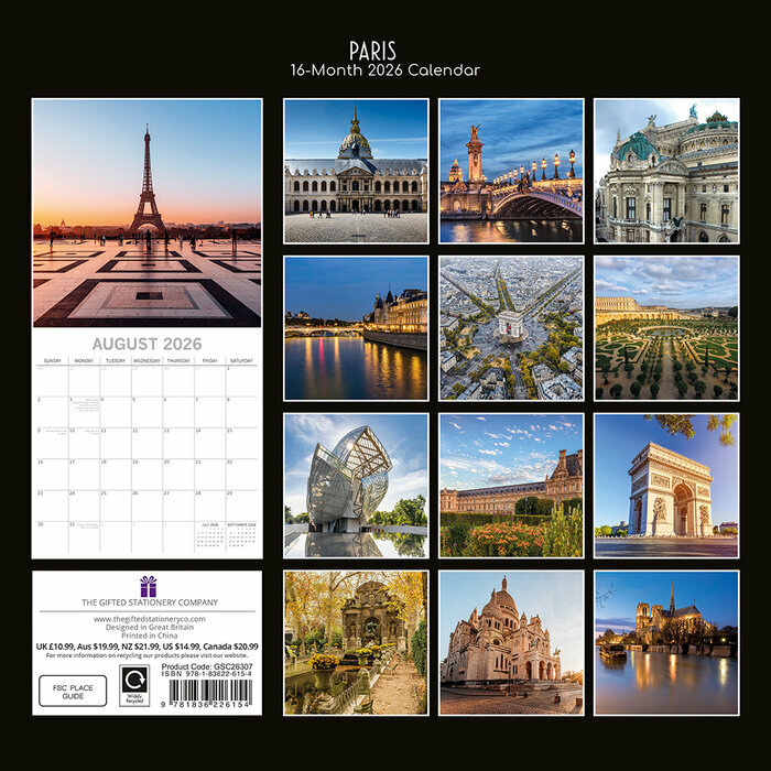 Calendrier Papier 2025 Paris France