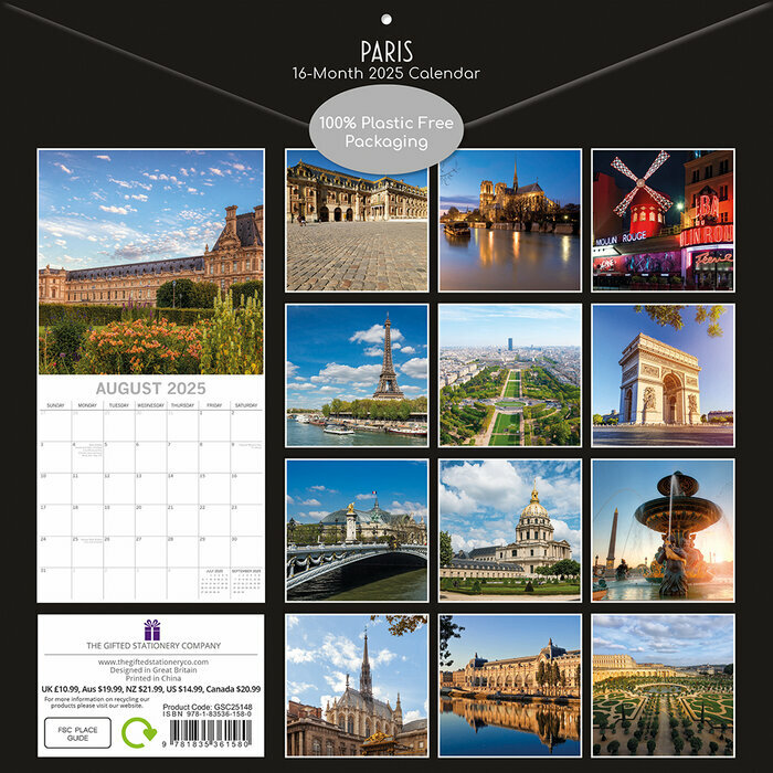 Calendrier Papier 2025 Paris France