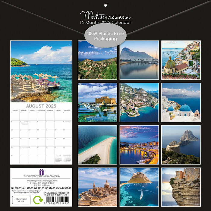 Calendrier Papier 2025 Pays Régions de Méditerranée