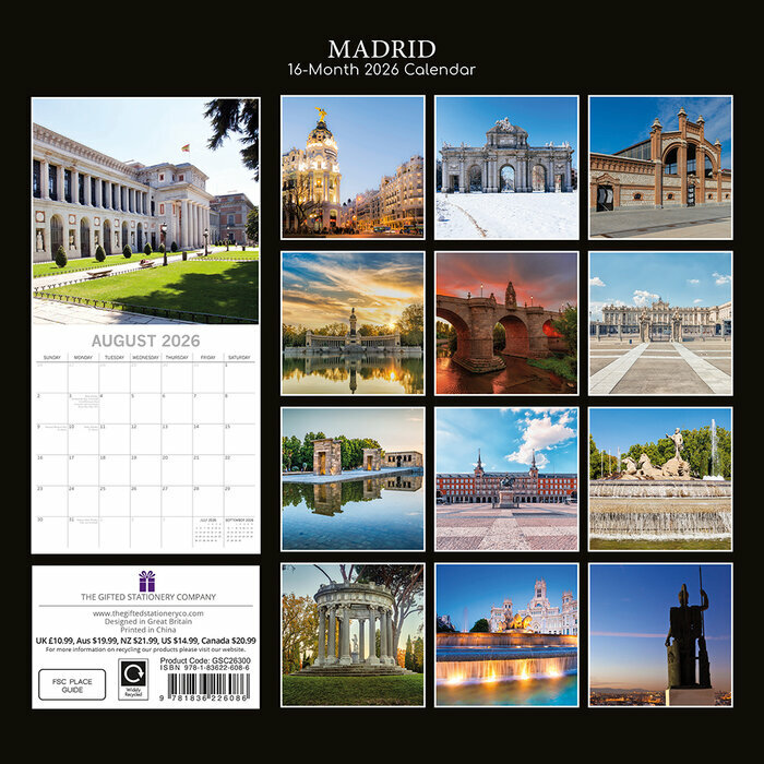 Calendrier Papier 2025 Madrid Espagne