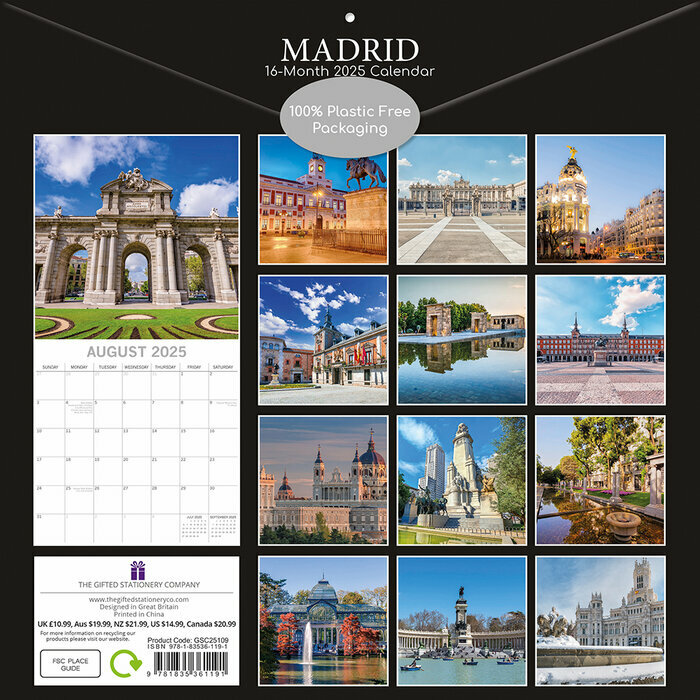 Calendrier Papier 2025 Madrid Espagne