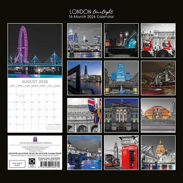 Calendrier 2026 Londres By Night Illumin
