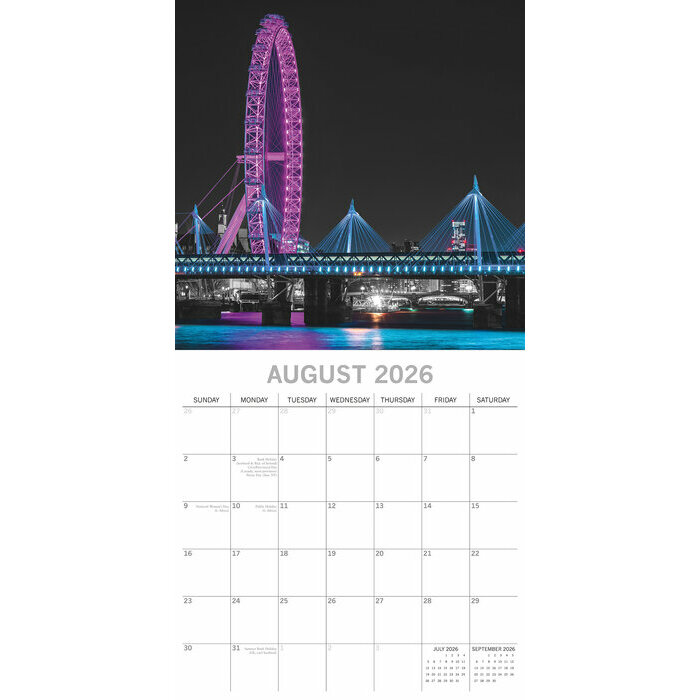 Calendrier papier 2026 Londres By Night Illumin