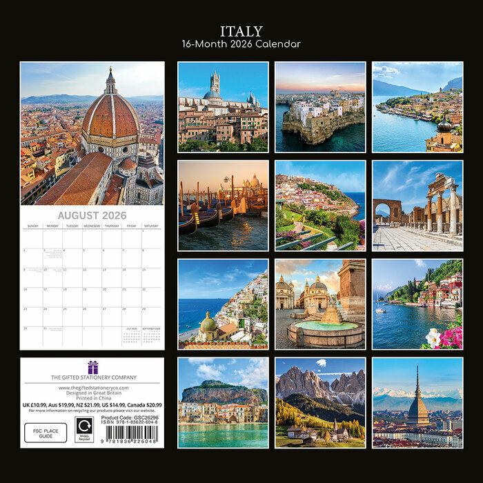Calendrier Papier 2025 Italie Dolce Vita