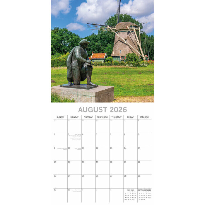 Calendrier papier 2026 Amsterdam Pays Bas