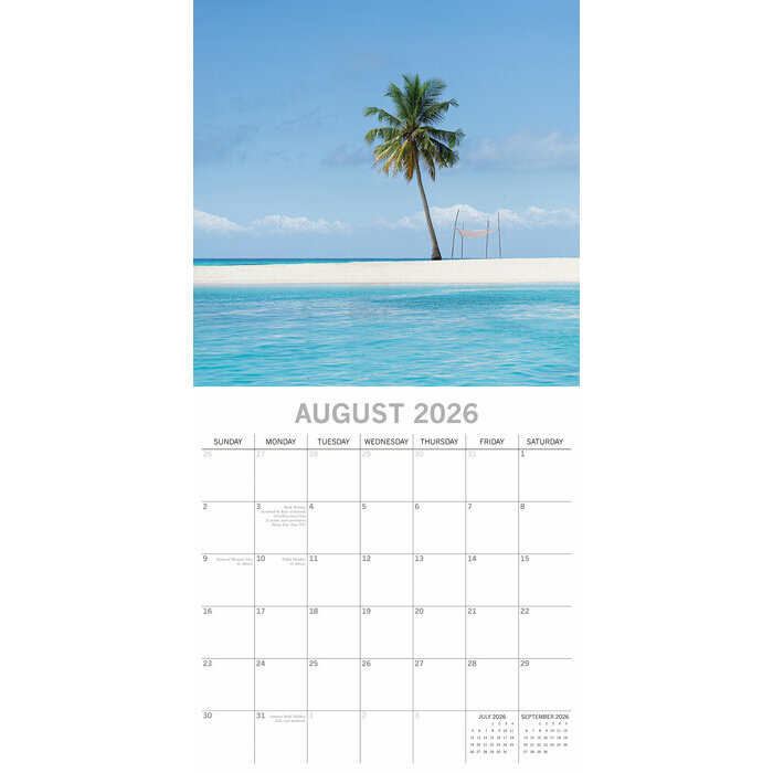Calendrier papier 2026 Escapades de Rves et Tropicales