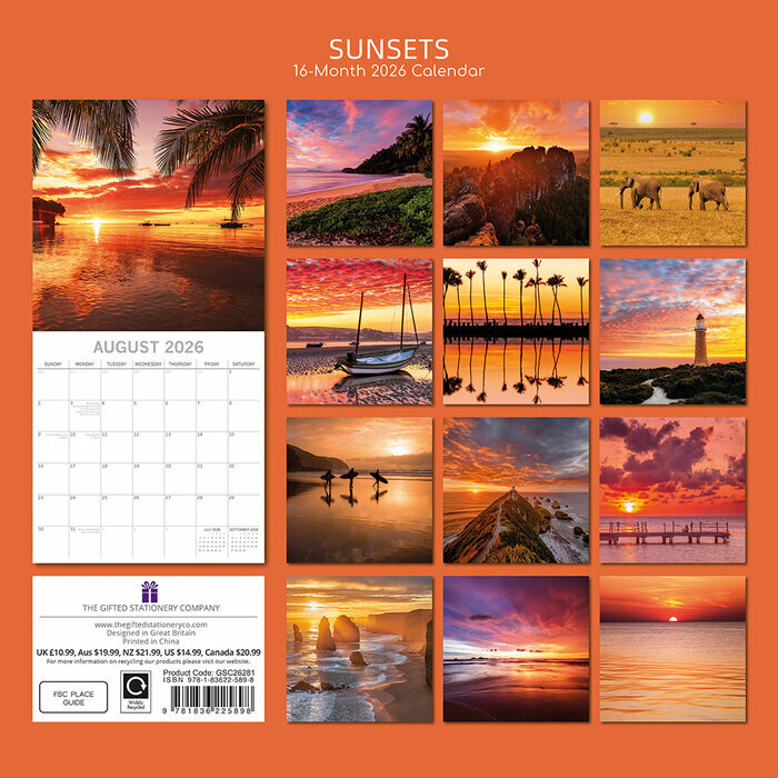 Calendrier Papier 2025 Paysages Coucher de Soleil