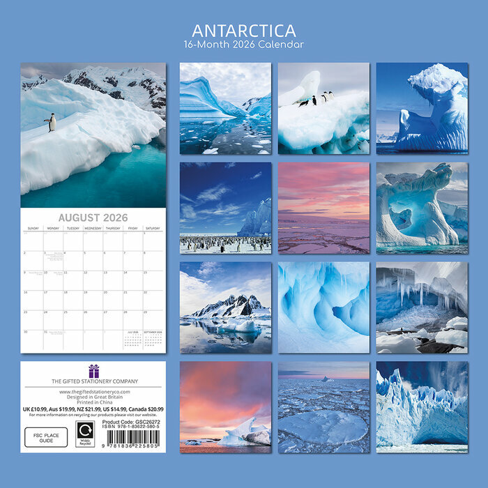 Calendrier 2026 Antarctique Icebergs Polaire