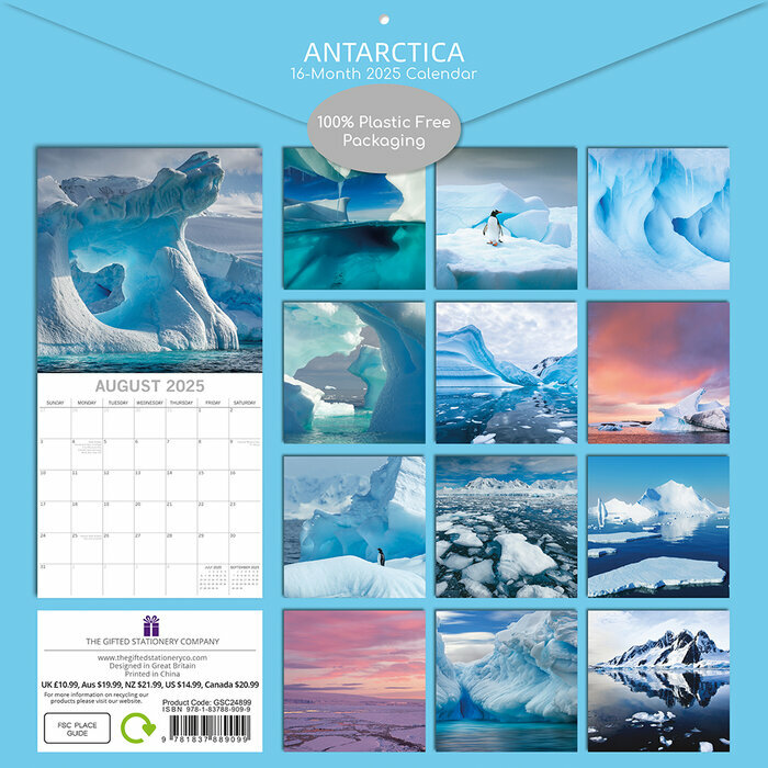 Calendrier Papier 2025 Antarctique Icebergs Polaire