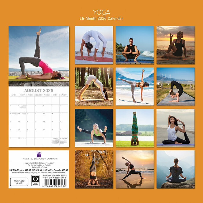 Calendrier 2026 Yoga Postures Zen