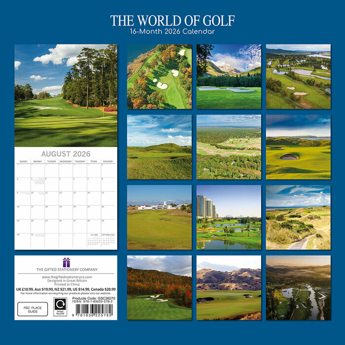 Calendrier Papier 2025 Golf et Parcours de Golf