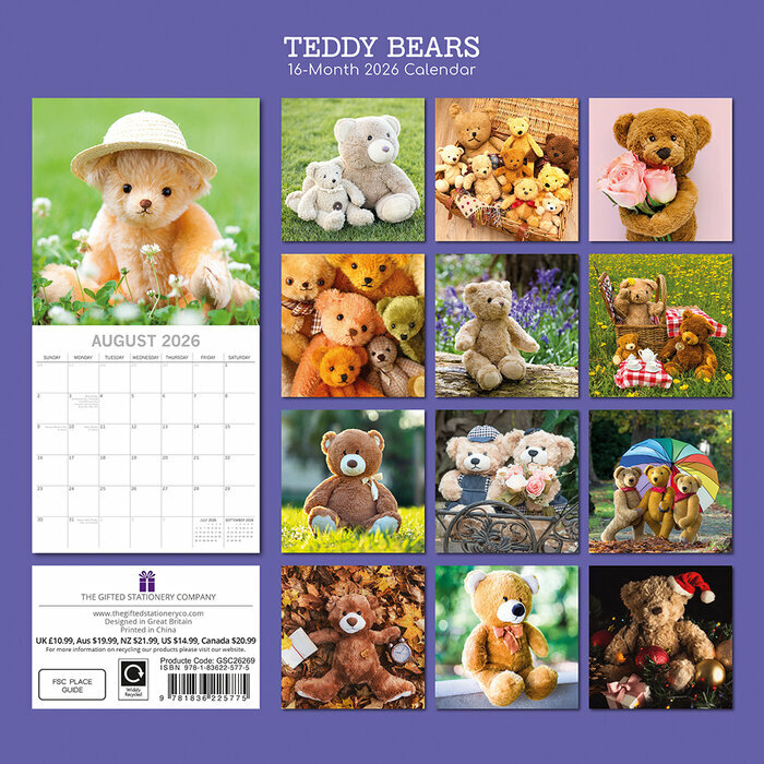 Calendrier 2026 Tendres Oursons Peluches