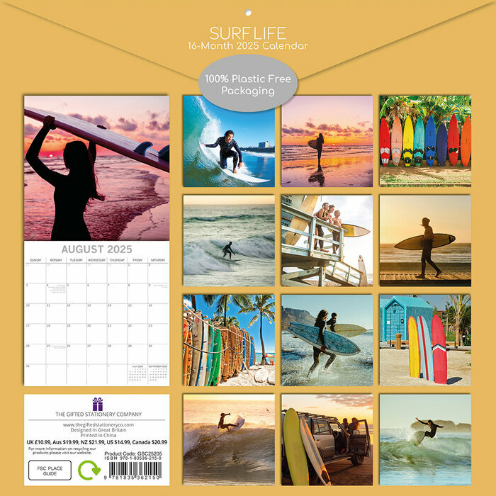 Calendrier Papier 2025 Surf et Surf Life Plage
