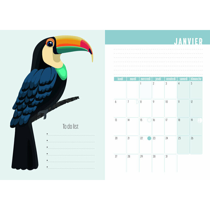 Agenda 2026 Dessins Oiseaux colle