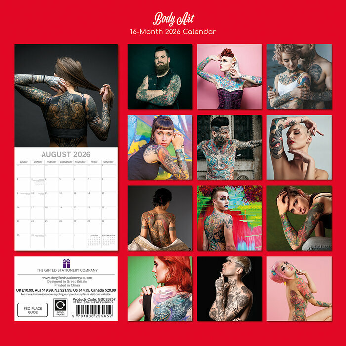 Calendrier Papier 2025 Tatouages Femmes et Hommes