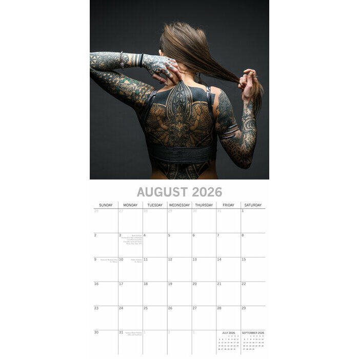 Calendrier Corps 2025 Tatouages Femmes et Hommes