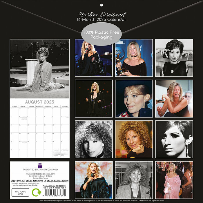 Calendrier Papier 2025 Barbara Streisand Star Chanteuse