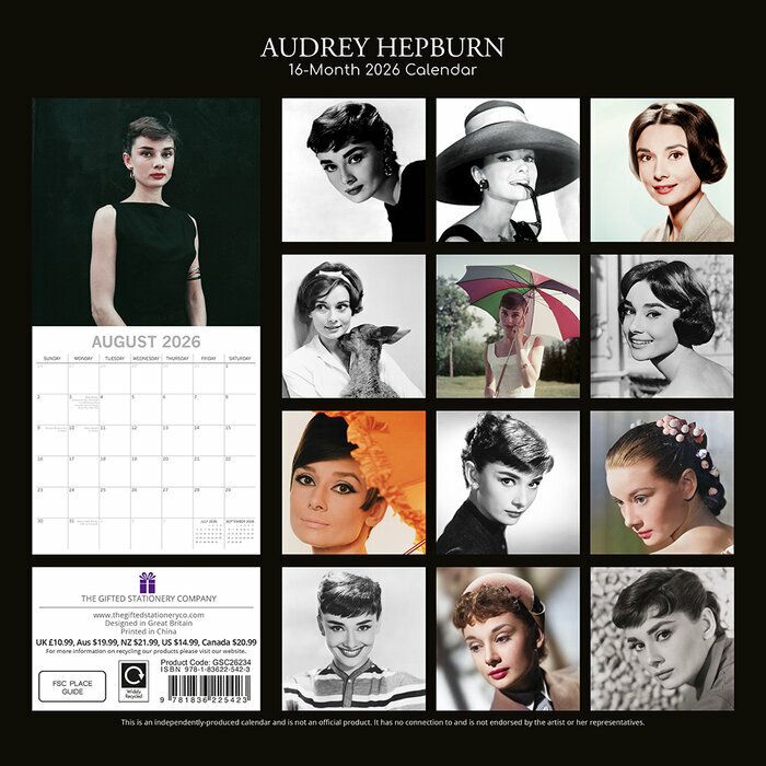 Calendrier Papier 2025 Icne Cinma Audrey Hepburn