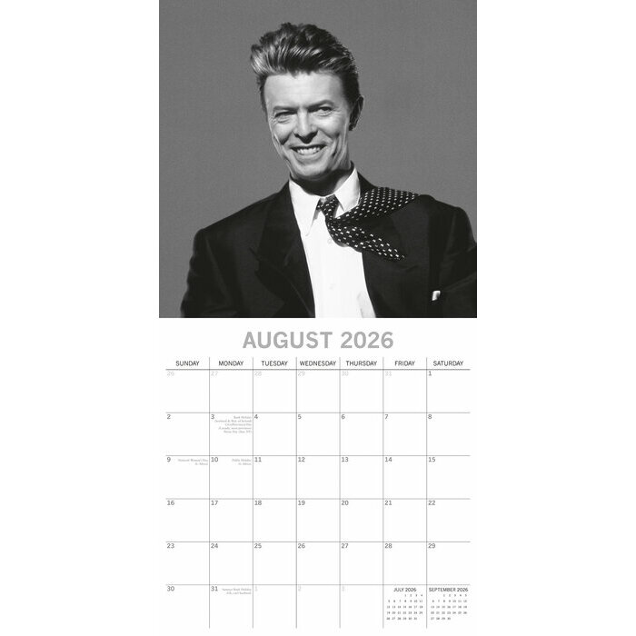 Calendrier Rock 2025 David Bowie Chanteur Pop