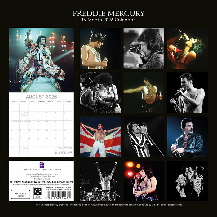 Calendrier Papier 2025 Freddie Mercury Queen Chanteur