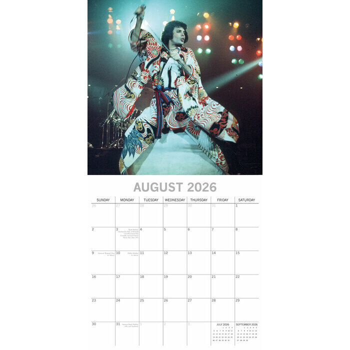 Calendrier groupe 2025 Freddie Mercury Queen Chanteur