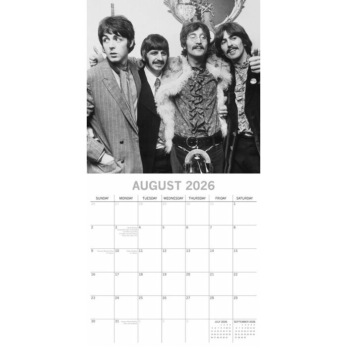 Calendrier papier 2026 Les Beatles Groupe Anglais