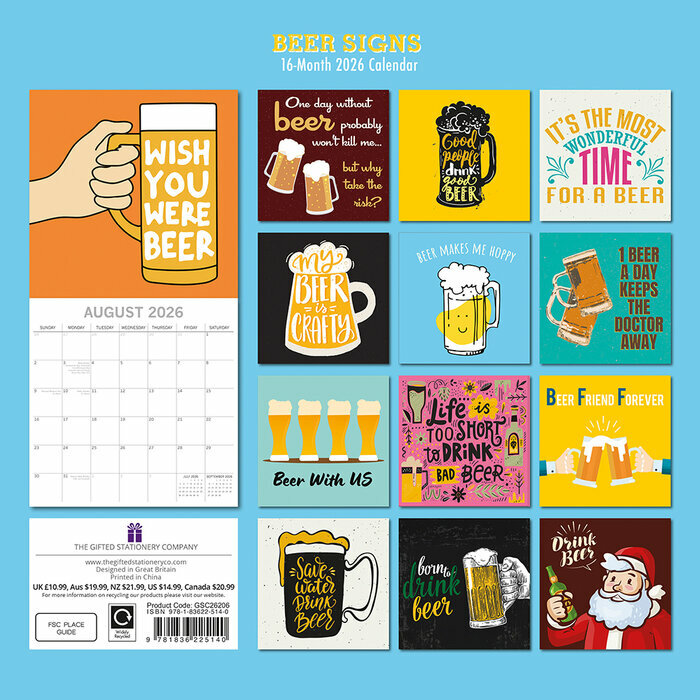 Calendrier 2026 Affiches Humoristiques Fan Bière