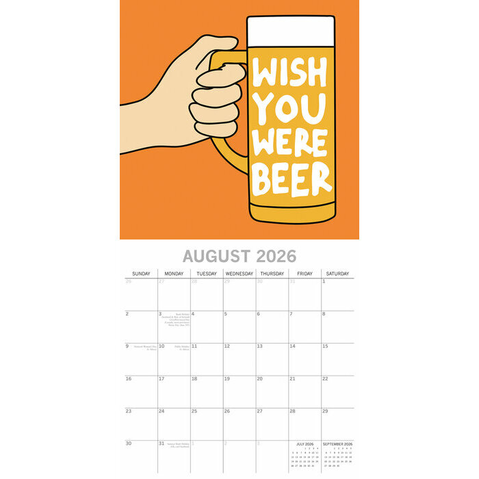 Calendrier papier 2026 Affiches Humoristiques Fan Bière